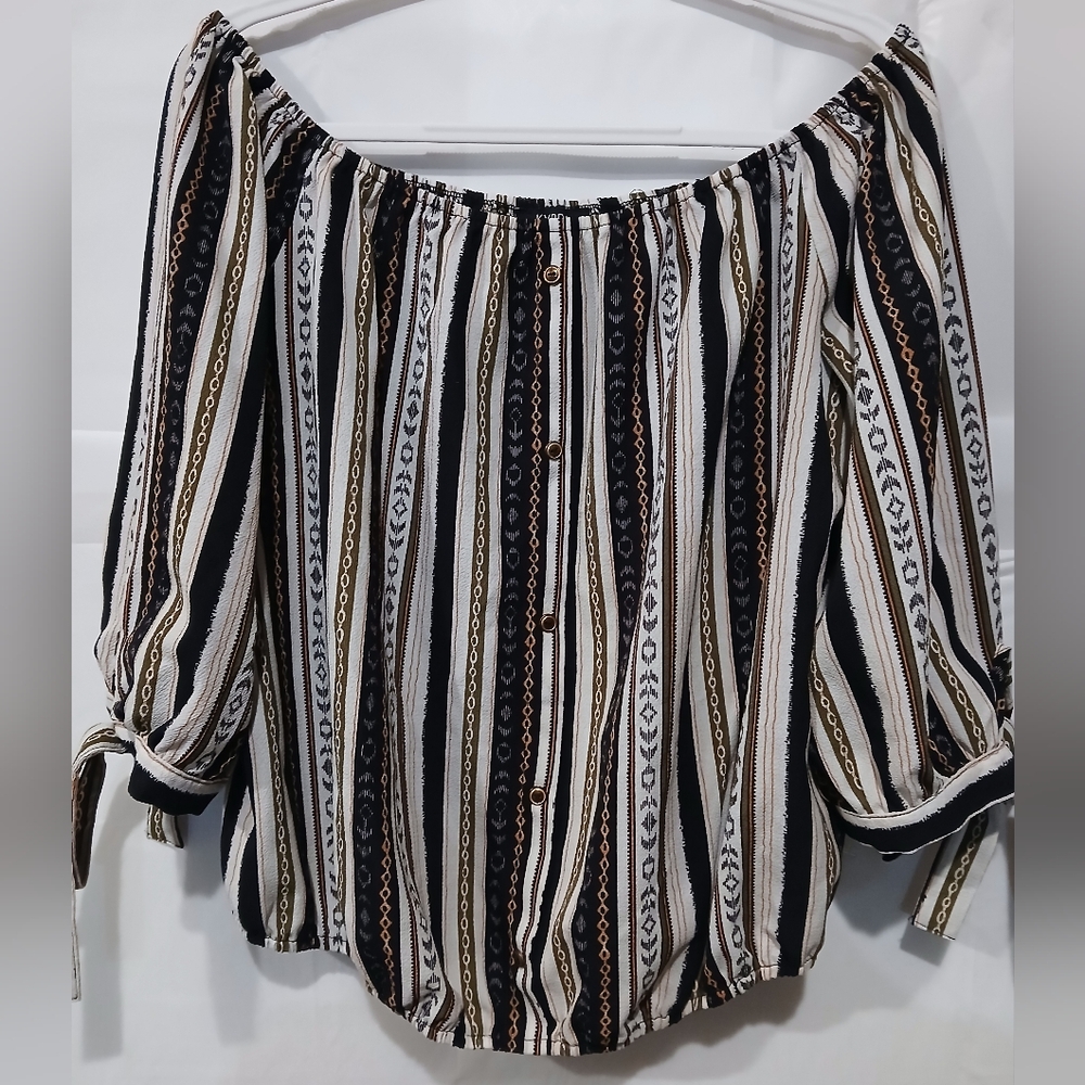 3x Striped Off-Shoulder Women's Top